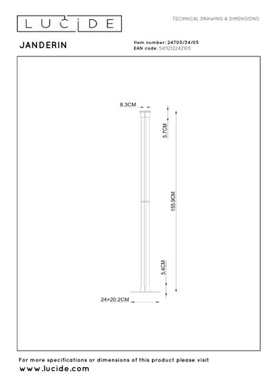 Lucide JANDERIN - Floor lamp - LED Dim. - CCT - 2x17W 2200K/3300K - Hand Wave Sensor - Champagne Color - Vibes